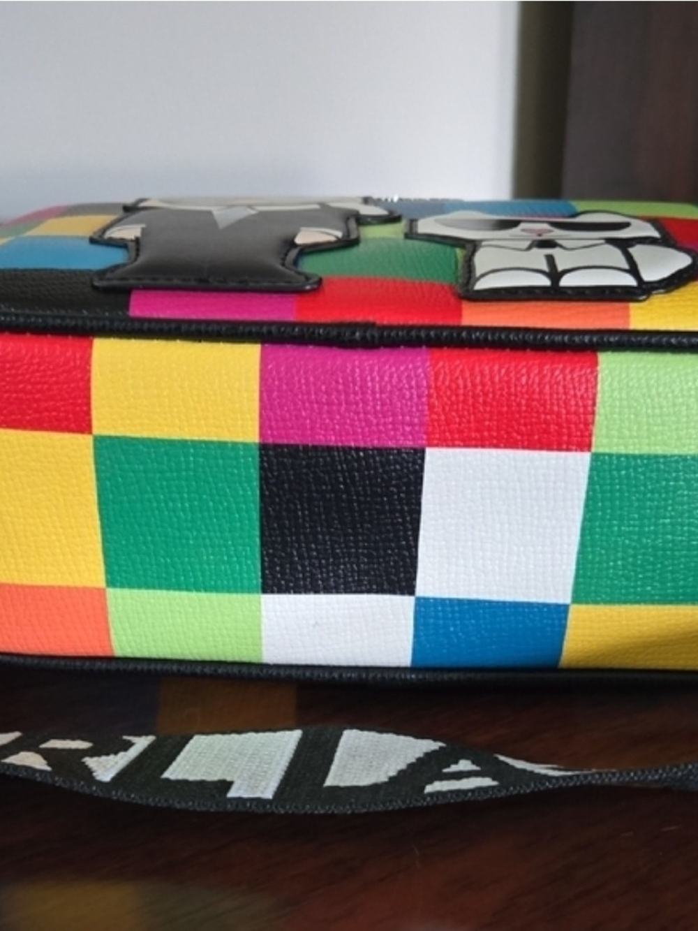 Karl Lagerfeld Multi-Color Checker Crossbody Bag with Guitar Strap-NWT! - Picture 7 of 7